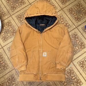 Kids Carhartt Active Tan Light Brown Thick Lined Jacket S 7Y 8Y